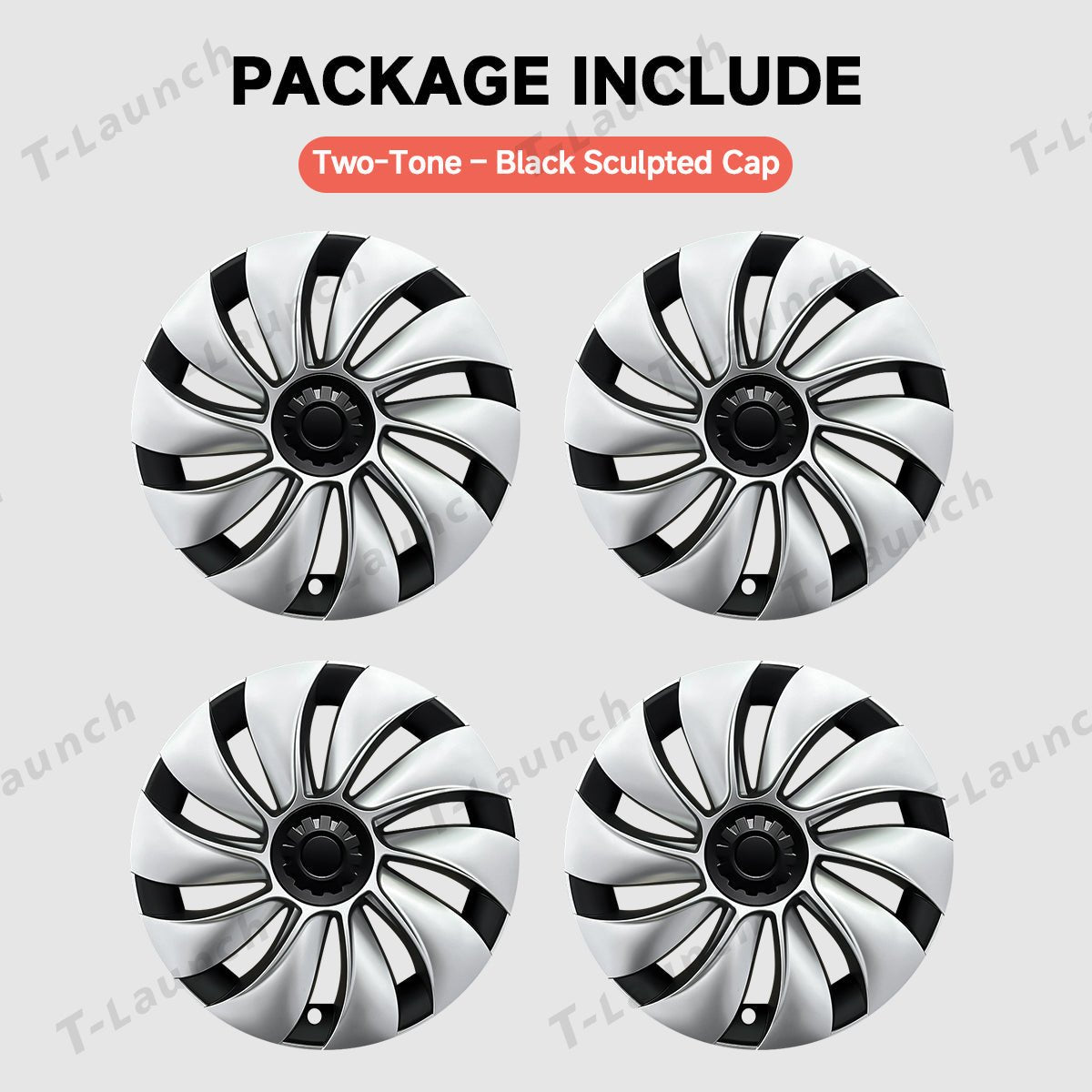 19'' Crossflow Hubcaps Wheel Covers – Spiral Spoke Style for Tesla Model Y Juniper 2025+ (Set of 4) - T-Launch