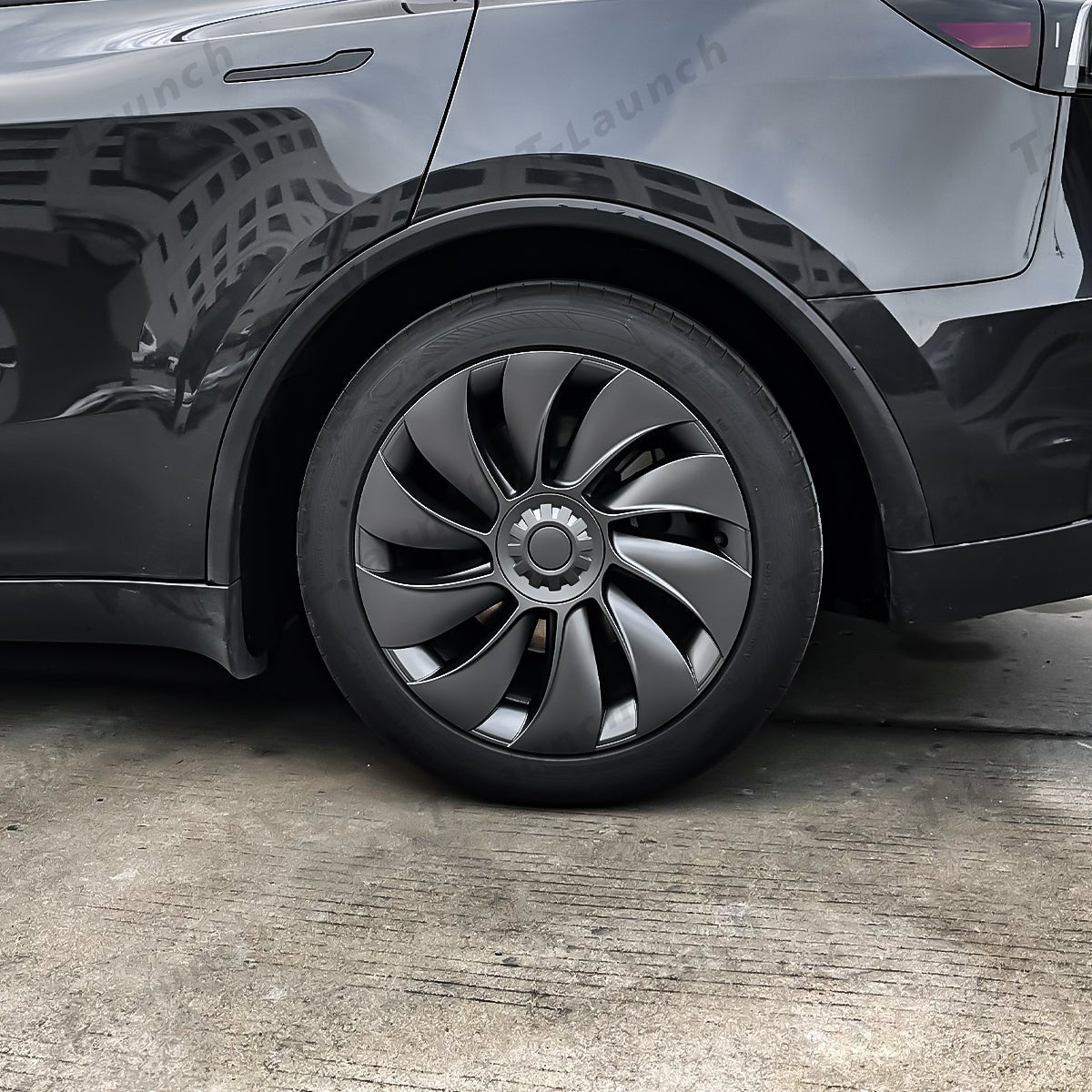 19'' Crossflow Hubcaps Wheel Covers – Spiral Spoke Style for Tesla Model Y Juniper 2025+ (Set of 4) - T-Launch
