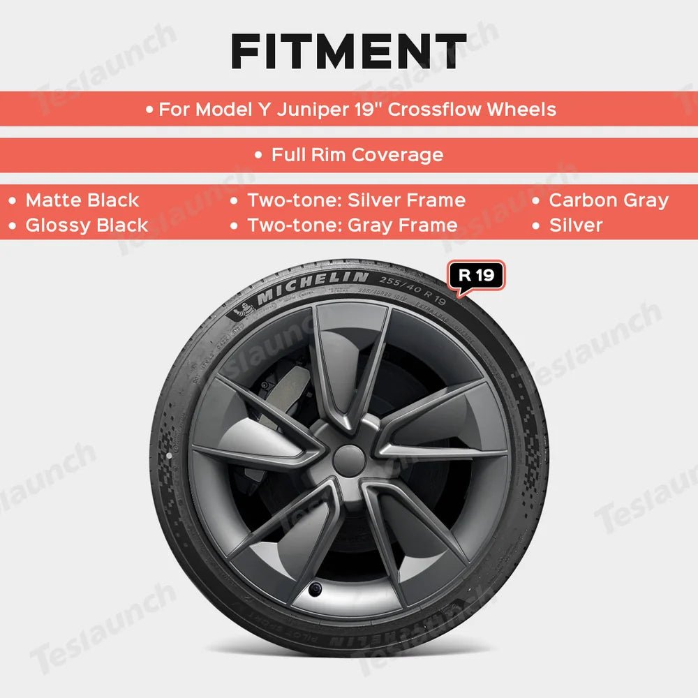 19'' Crossflow Wheel Cover Hubcaps for Tesla Model Y Juniper 2025+(4PCS)- Inspired by the Model 3 Highland Performance - T-Launch