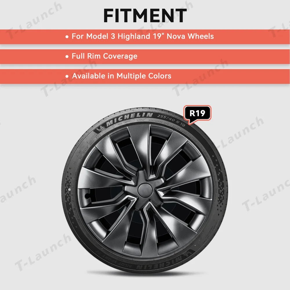 19'' Nova Hubcaps Wheel Covers – OEM Style for Tesla Model 3 Highland 2024+ - T-Launch
