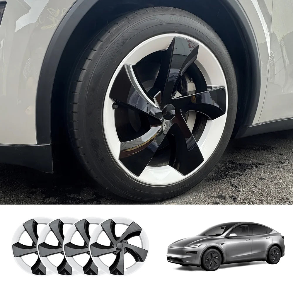 19'' Crossflow Hubcaps Wheel Covers – Twist Spoke Style for Tesla Model Y Juniper 2025+ (Set of 4)