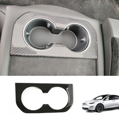 [Real Carbon Fiber] Rear Cup Holder Cover for Tesla Model S 2021+