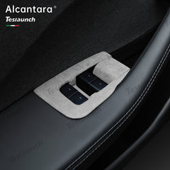 Alcantara Window Switch Button Cover 6 PCS For 2024 Model 3 Highland