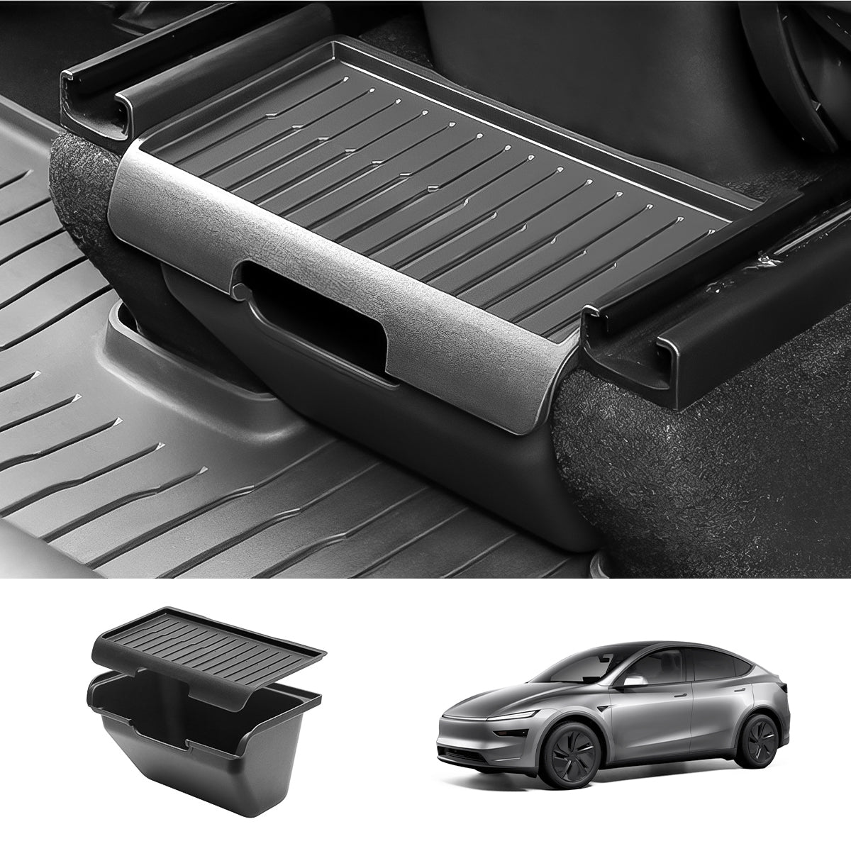 Multi-Functional Rear Flip-Top Trash & Storage Bin for Tesla Model Y Juniper 2025+