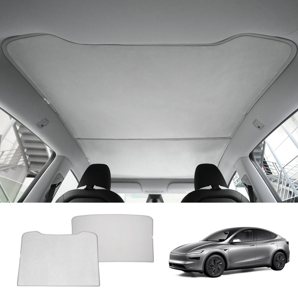 GAFAT Tesla Model Y Juniper 2025 2026 Glazen dak zonwering, dakzonwering zonder doorhangen, isolatie en reflectie, geïntegreerde parasol binnen, uv-bescherming, houdt koel GAFAT Tesla Model Y Juniper 2025 2026 Glazen dak zonwering, dakzonwering zonder doorhangen, isolatie en reflectie, geïntegreerde parasol binnen, uv-bescherming, houdt koel