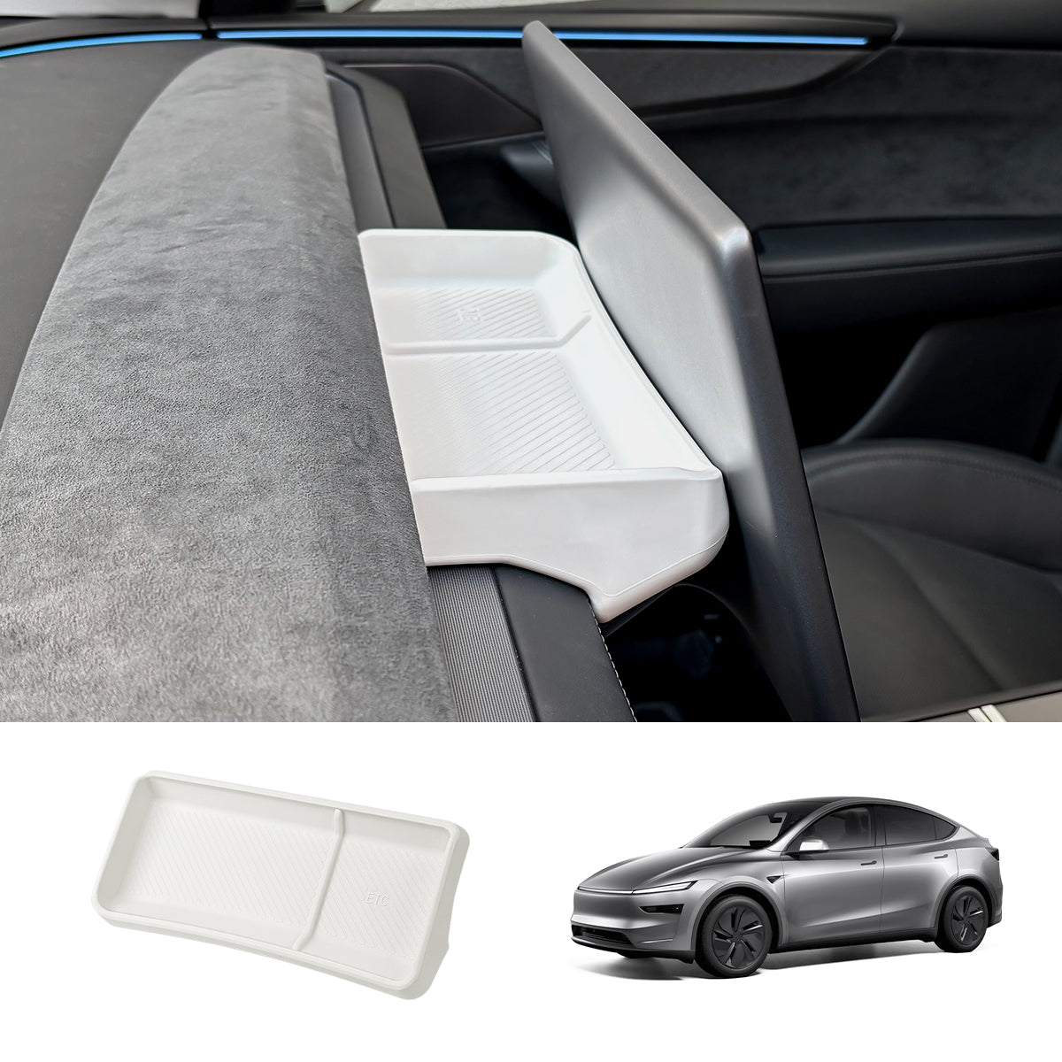 Silikonowy schowek na deskę rozdzielczą Tesla Model Jałowiec Y 2025+