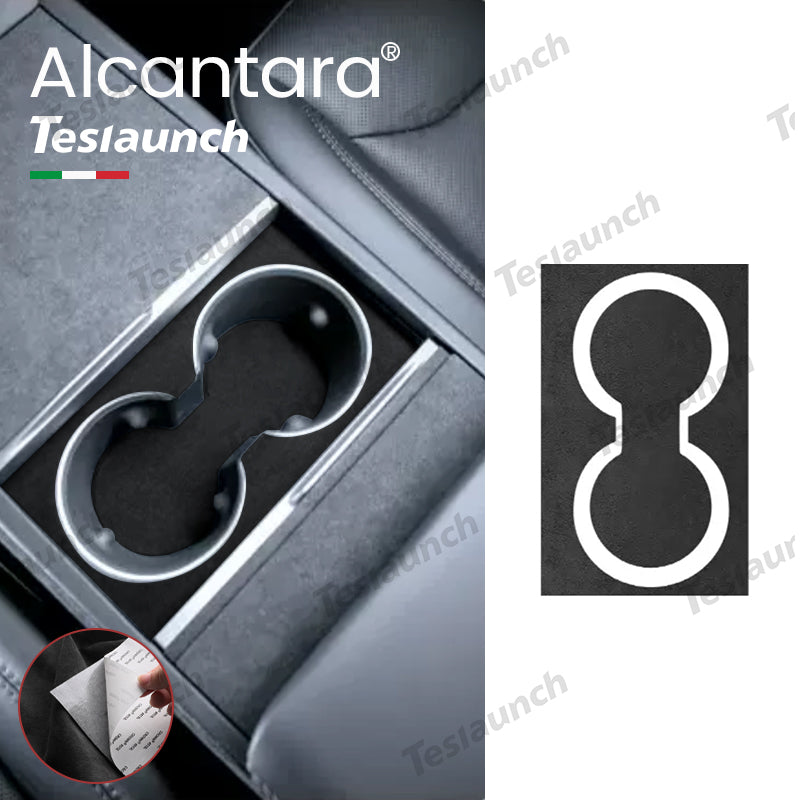 Alcantara Center Console Cup Holder Cover Sticker For 2024 Model 3 Highland