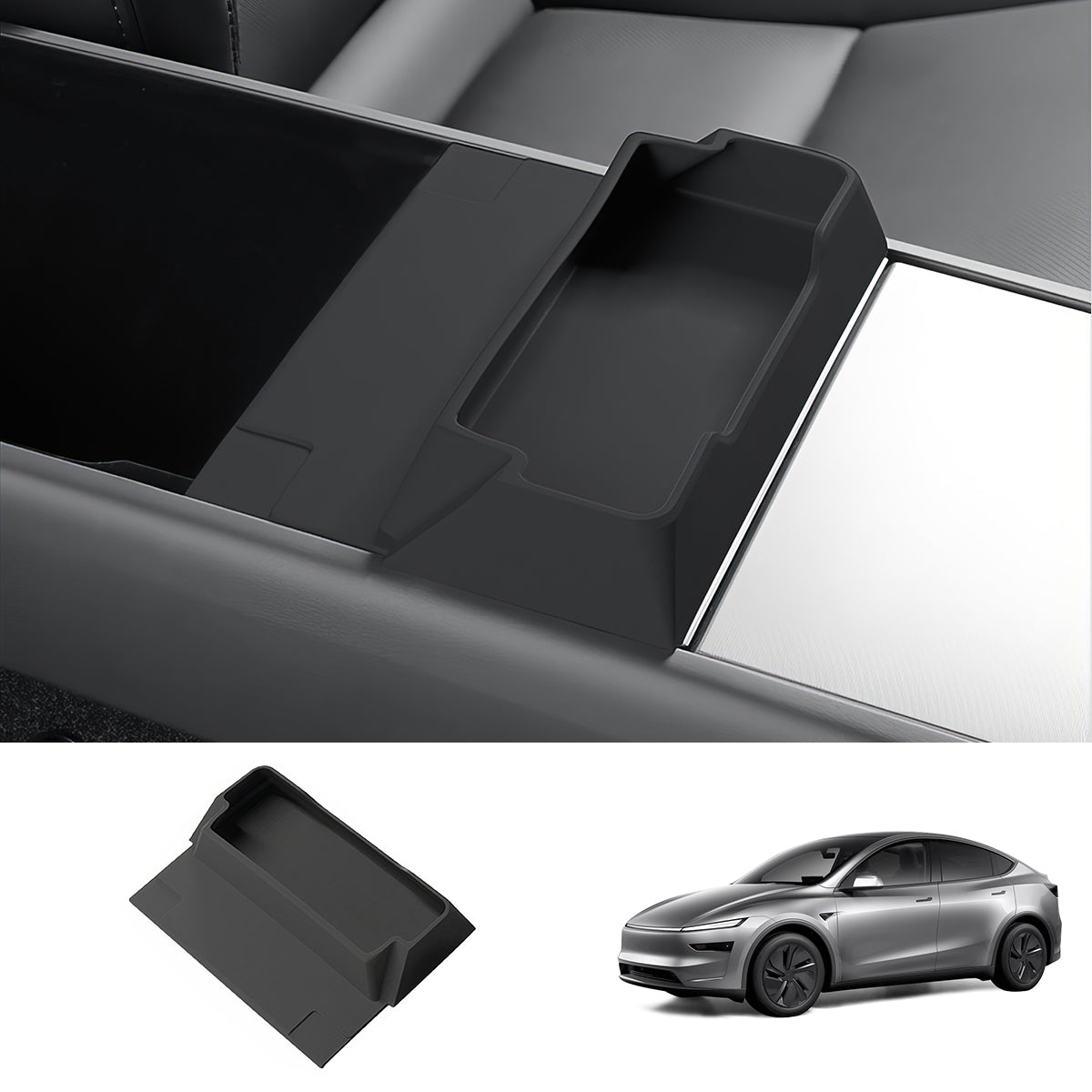Multi-Functional Silicone Center Console Glasses Tray for Tesla Model Y Juniper 2025+