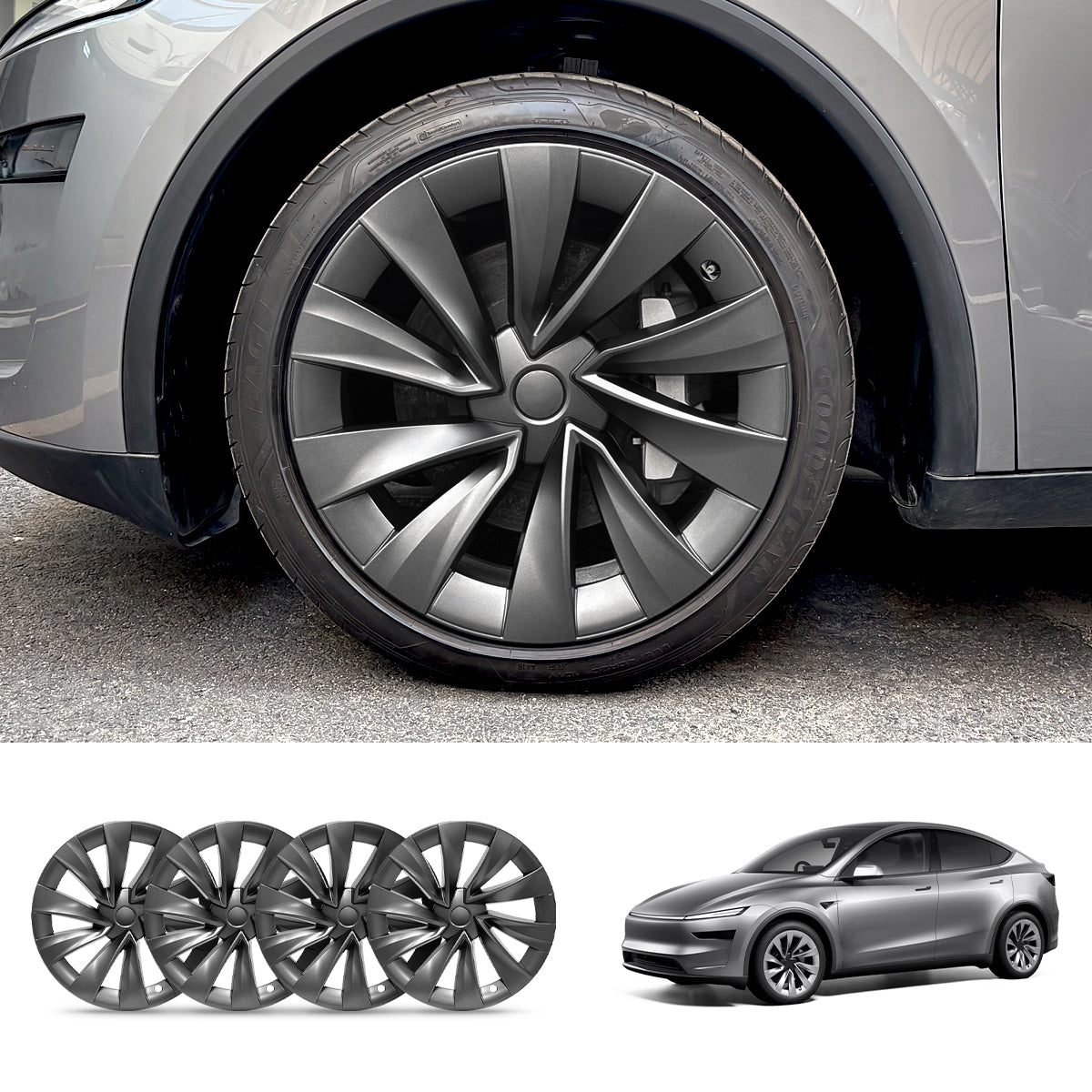 Helix 2.0 Style Wheel Hubcaps (Set of 4) for Tesla 2025+ Model Y Juniper 20'' Helix 2.0 Wheels