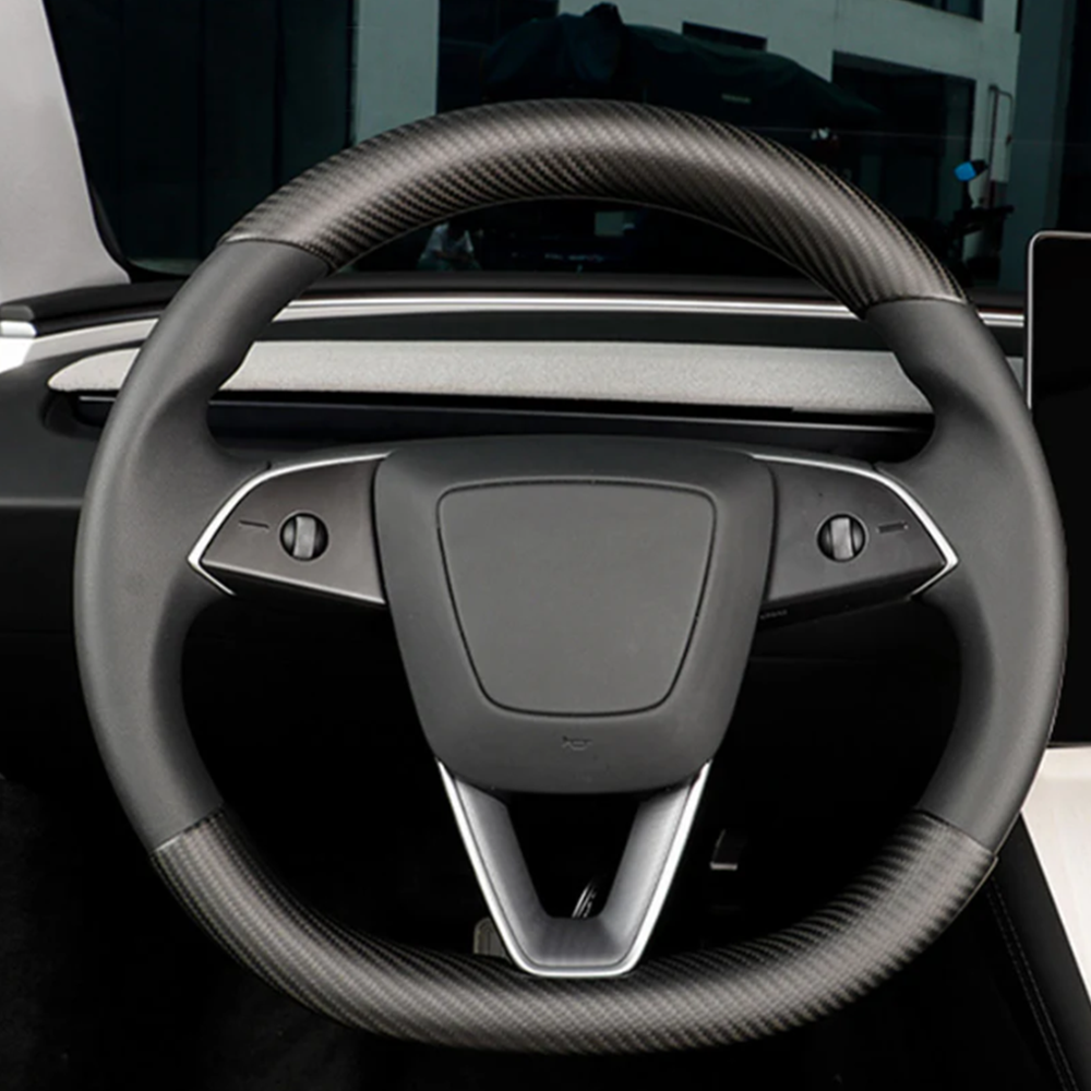 [Real Carbon Fiber] Steering Wheel Caps Cover for Tesla Model Y Juniper 2025+