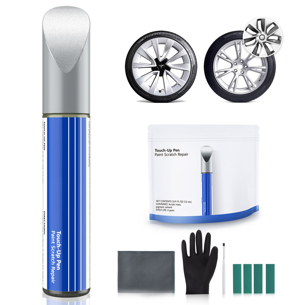 Wheel Rims Touch Up Paint Kit for Tesla Model 3/Y/S/X - DIY Curb Rash Repair with Color-matched Touch Up Paint