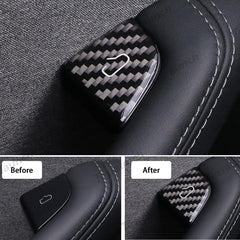 Real Carbon Fiber Window Switch Button Cover Sticker 4 PCS For Tesla Model 3 Highland 2024+ / Model Y Juniper 2025+