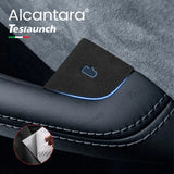 Alcantara Tür knopf Schalter Abdeckung Aufkleber 4 PCS für 2024 Model 3 Hochland