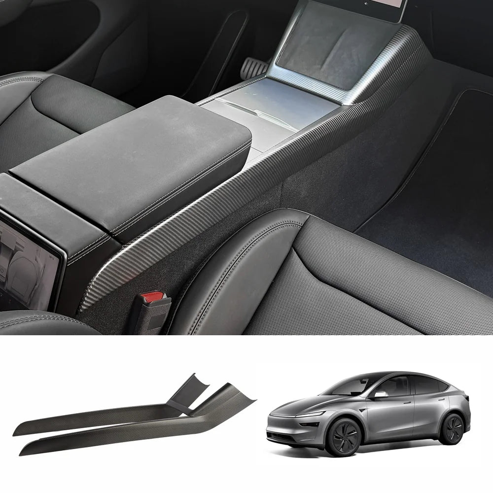 [Real Carbon Fiber] One-Piece Center Console Side Trim for Tesla Model Y Juniper 2025+