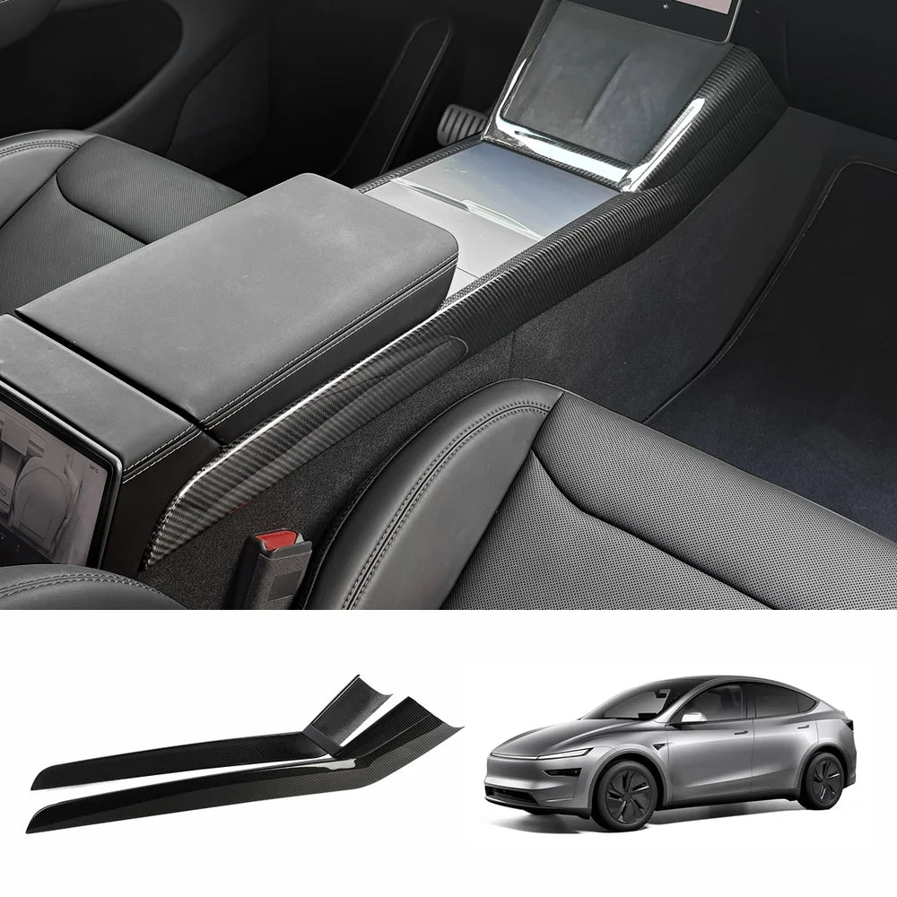 [Real Carbon Fiber] One-Piece Center Console Side Trim for Tesla Model Y Juniper 2025+
