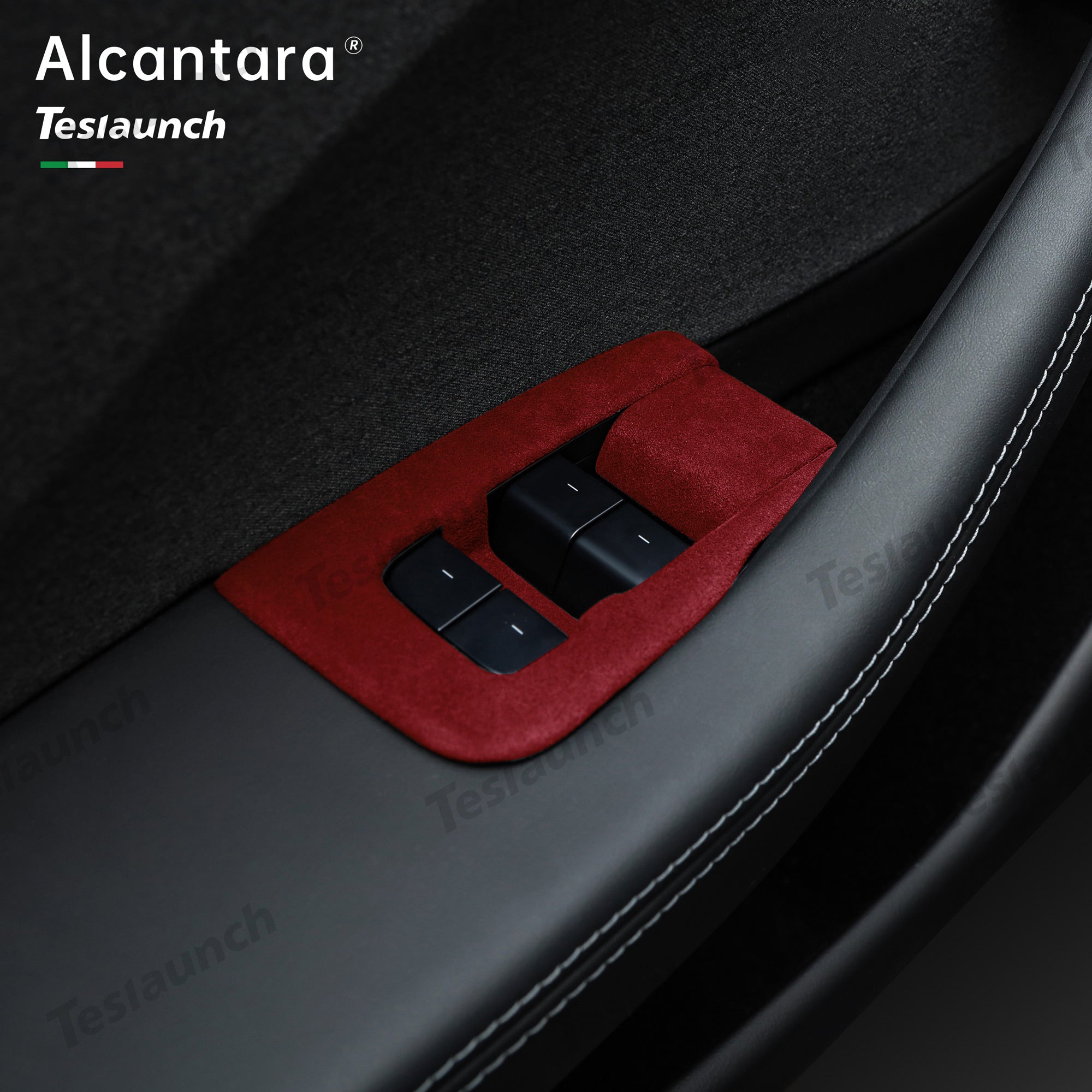 Alcantara Window Switch Button Cover 6 PCS For 2024 Model 3 Highland