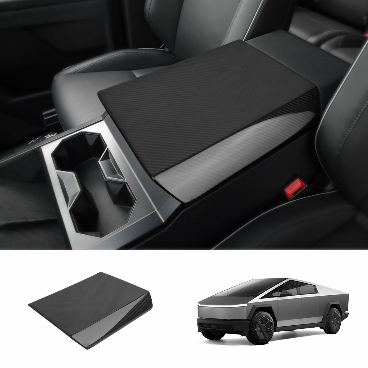 [Real Carbon Fiber] Center Console Armrest Cover for Cybertruck
