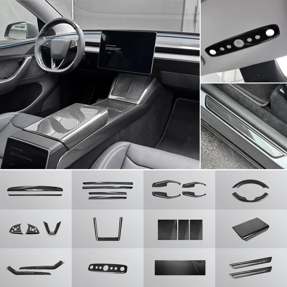 [Real Carbon Fiber] Interior & Exterior Upgrade Kit for Tesla Model Y Juniper 2025+