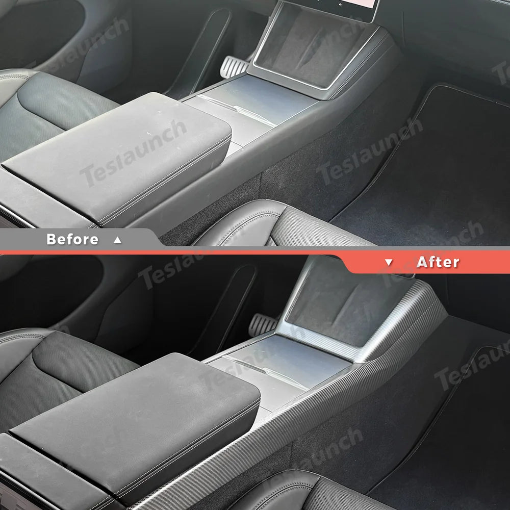 [Real Carbon Fiber] One-Piece Center Console Side Trim for Tesla Model Y Juniper 2025+
