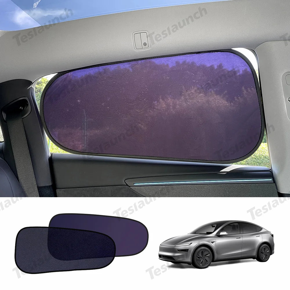 Static Cling Mesh Insulated Side Window Sunshade For Tesla Model Y