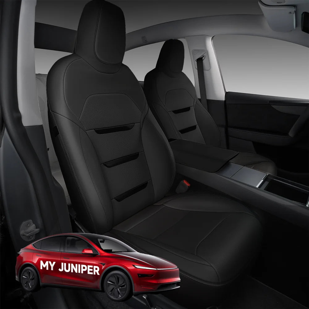 All-Inclusive Seat Cover for New Tesla Model Y Juniper 2025+ (3-Lined Insignia With Launch Series Embroidery Logo)
