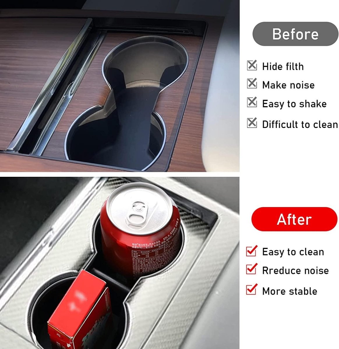 2021+ Model X/S Cup Holder Insert For Tesla Plaid/Long Range Version - T-Launch
