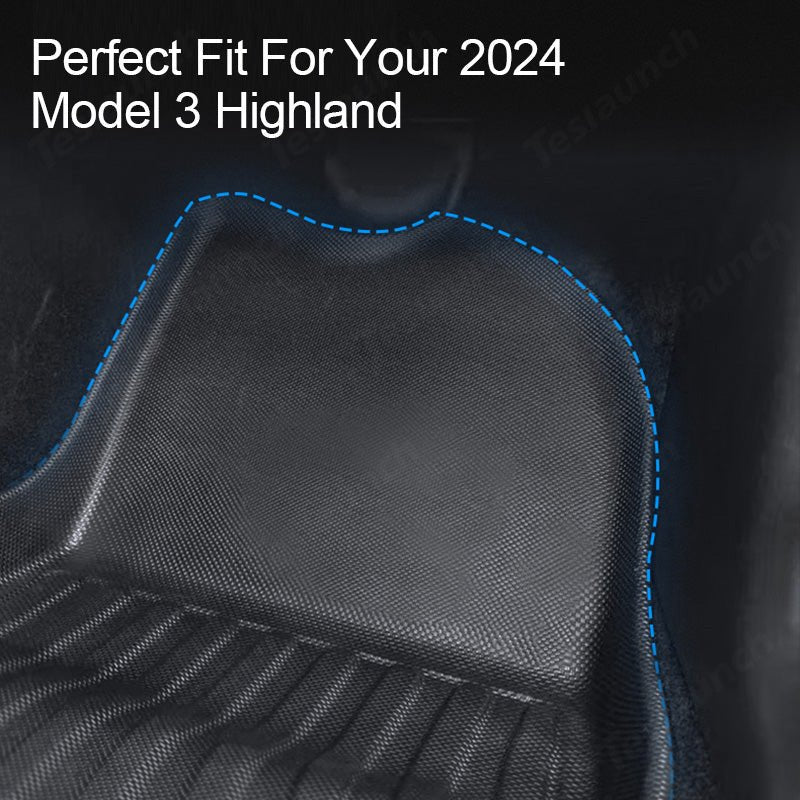 2024+ Model 3 Highland All-Weather Floor Mats Full Set Trunk Mat Cargo Mat Frunk Cargo Liner for Tesla - T-Launch