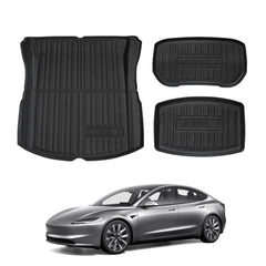 2024+ Model 3 Highland All-Weather Floor Mats Full Set Trunk Mat Cargo Mat Frunk Cargo Liner for Tesla - T-Launch