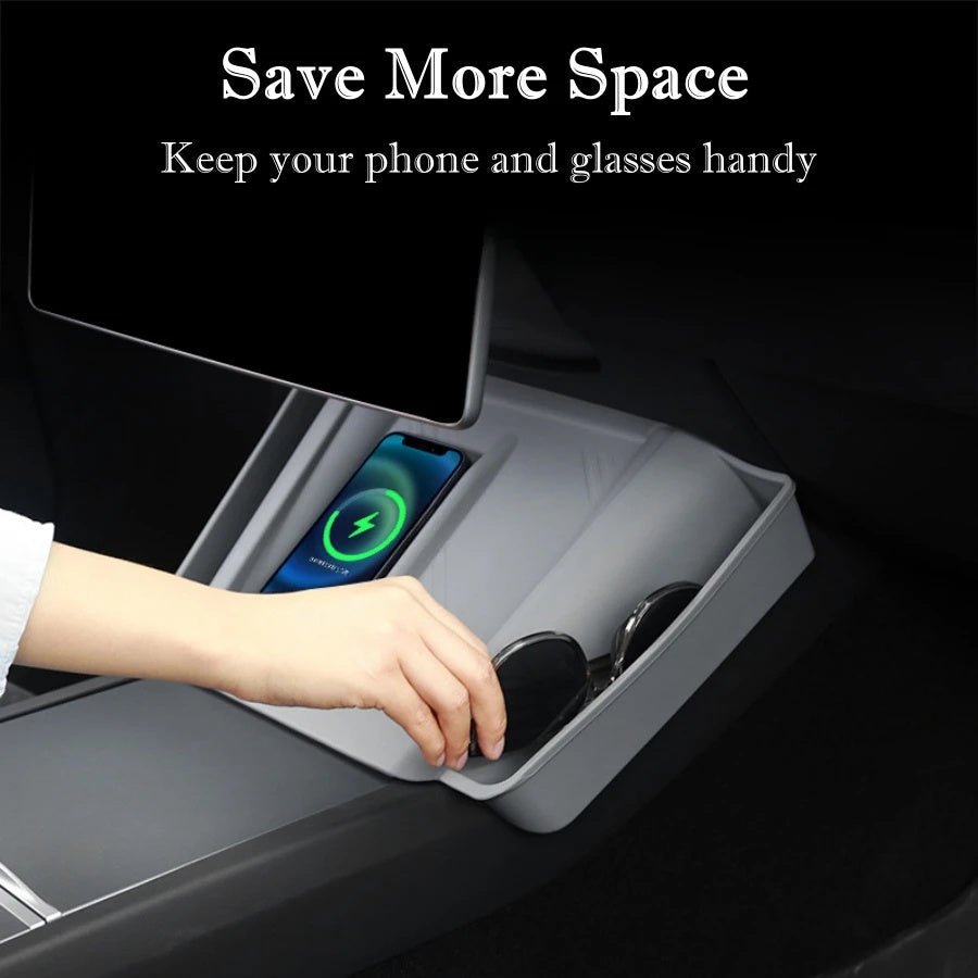 2024+ Model 3 Highland Center Console Organizer Tray Designed For Armrest Storage Box Cup pad Wireless charging pad Set - T-Launch