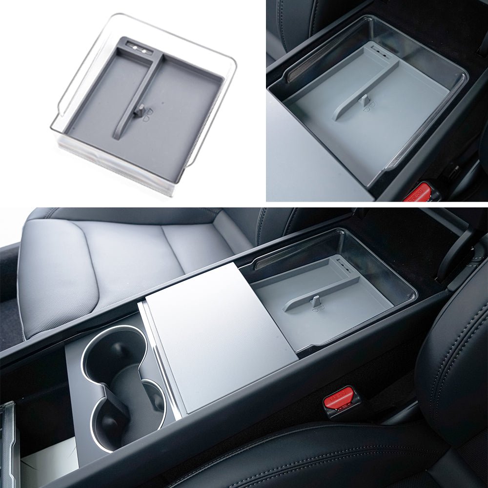 2024+ Model 3 Highland Center Console Organizer Tray Designed For Armrest Storage Box Cup pad Wireless charging pad Set - T-Launch