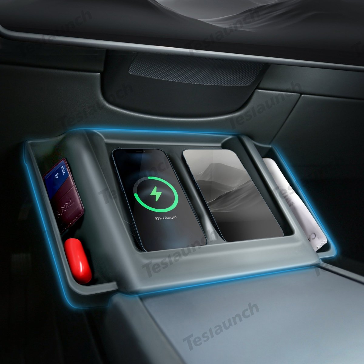 2024+ Model 3 Highland Central Control Wireless Charging Silicone Pad Storage Box For Tesla - T-Launch