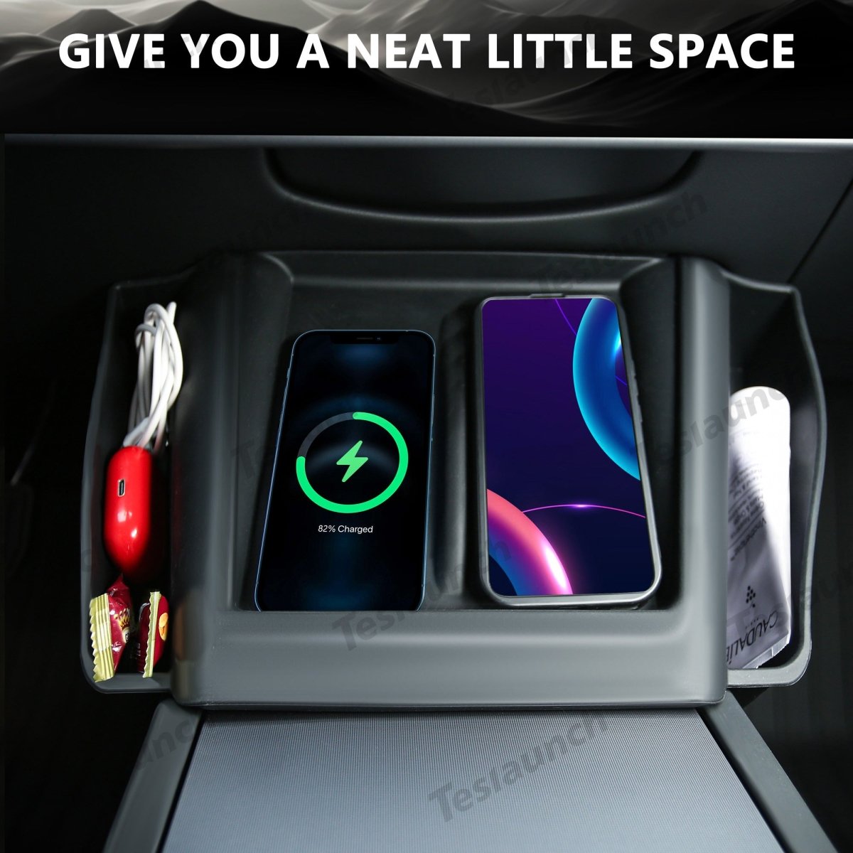 2024+ Model 3 Highland Central Control Wireless Charging Silicone Pad Storage Box For Tesla - T-Launch