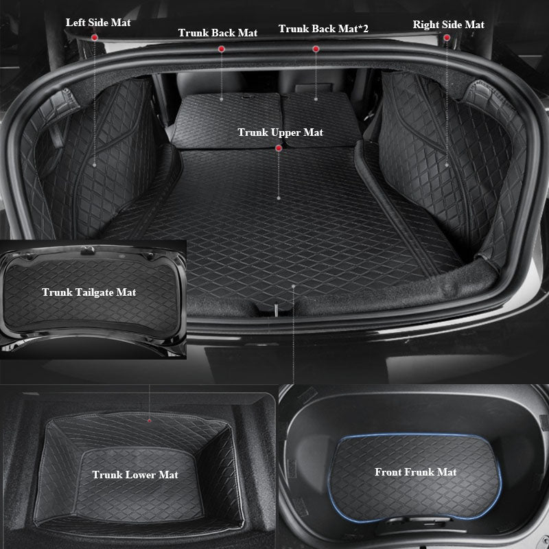 2024+ Model 3 Highland Fully Covered Premium Leather Frunk & Trunk Mat for Tesla - T-Launch
