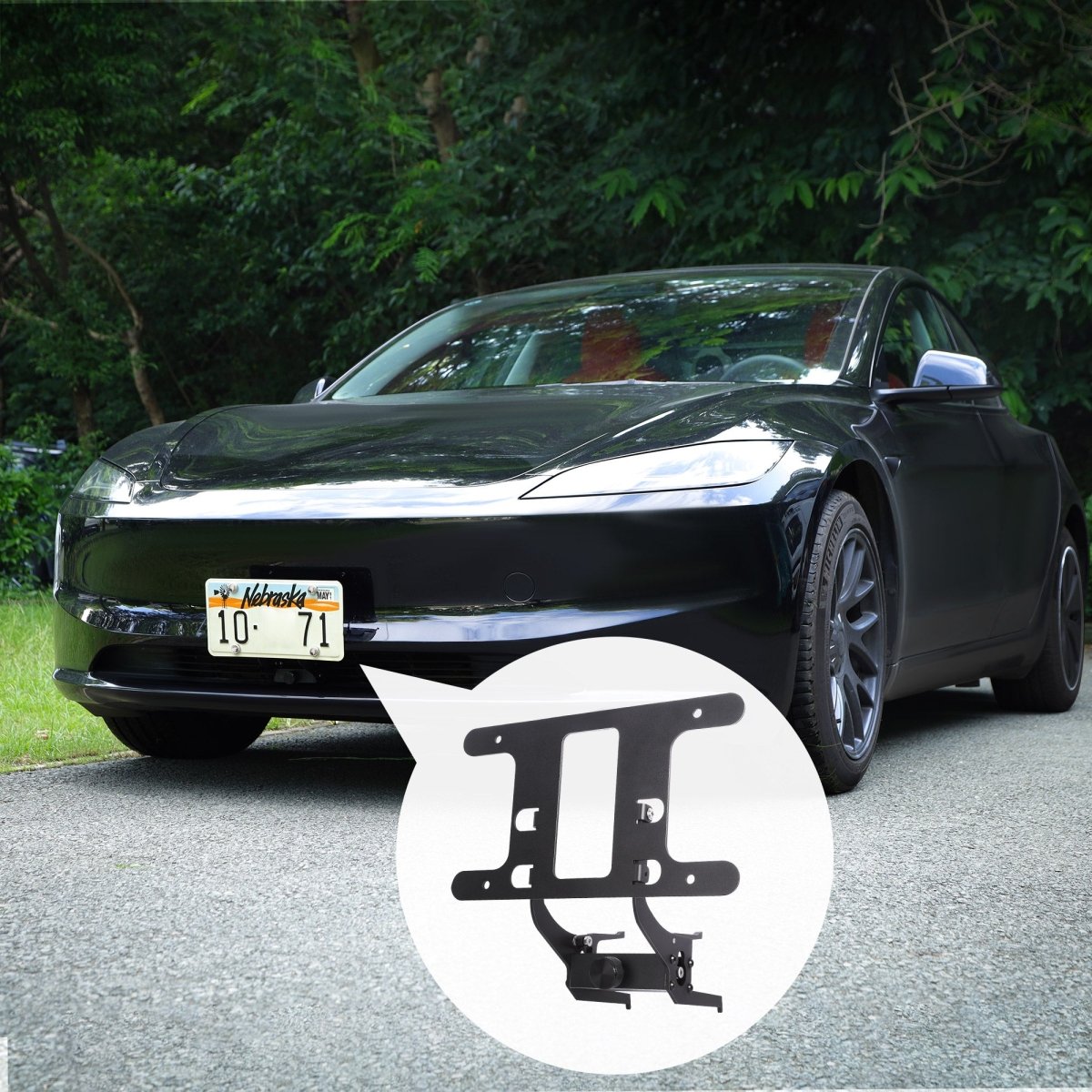 2024+ Tesla Model 3 Highland Front License Plate Holder – No Drill, Anti-Theft Bracket Mounting Kit - T-Launch