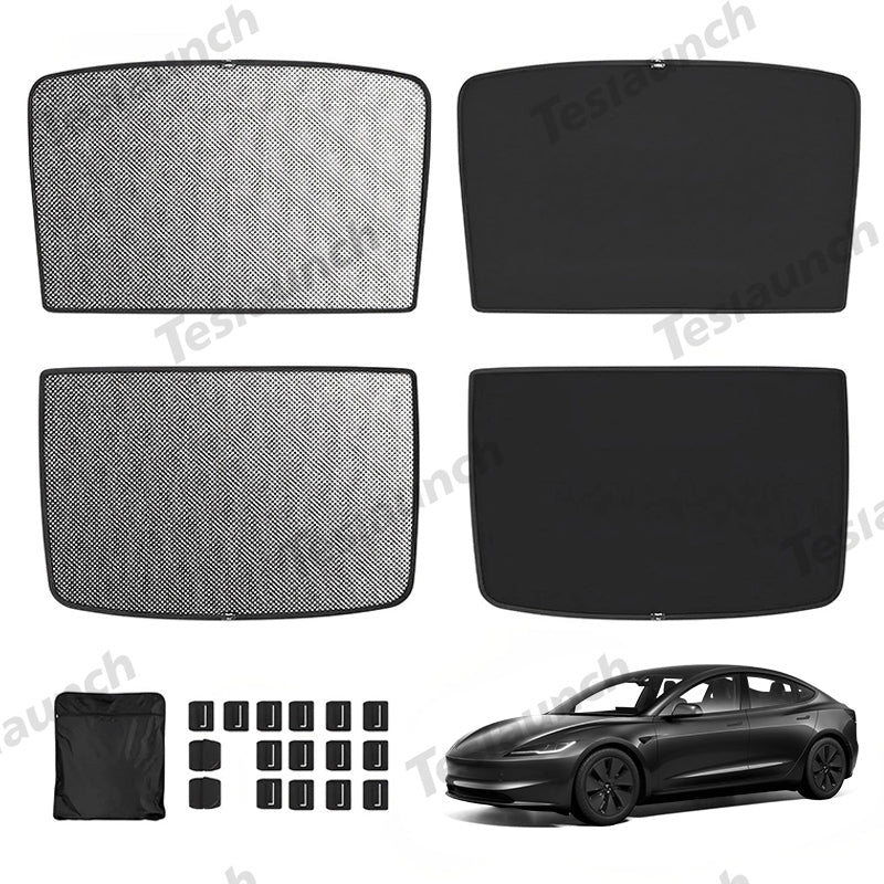 Upgrade Built-in Reflective Sunroof Sunshade for Model Y / Model 3 - Lightweight Reflective Silver Coated Sun Visor