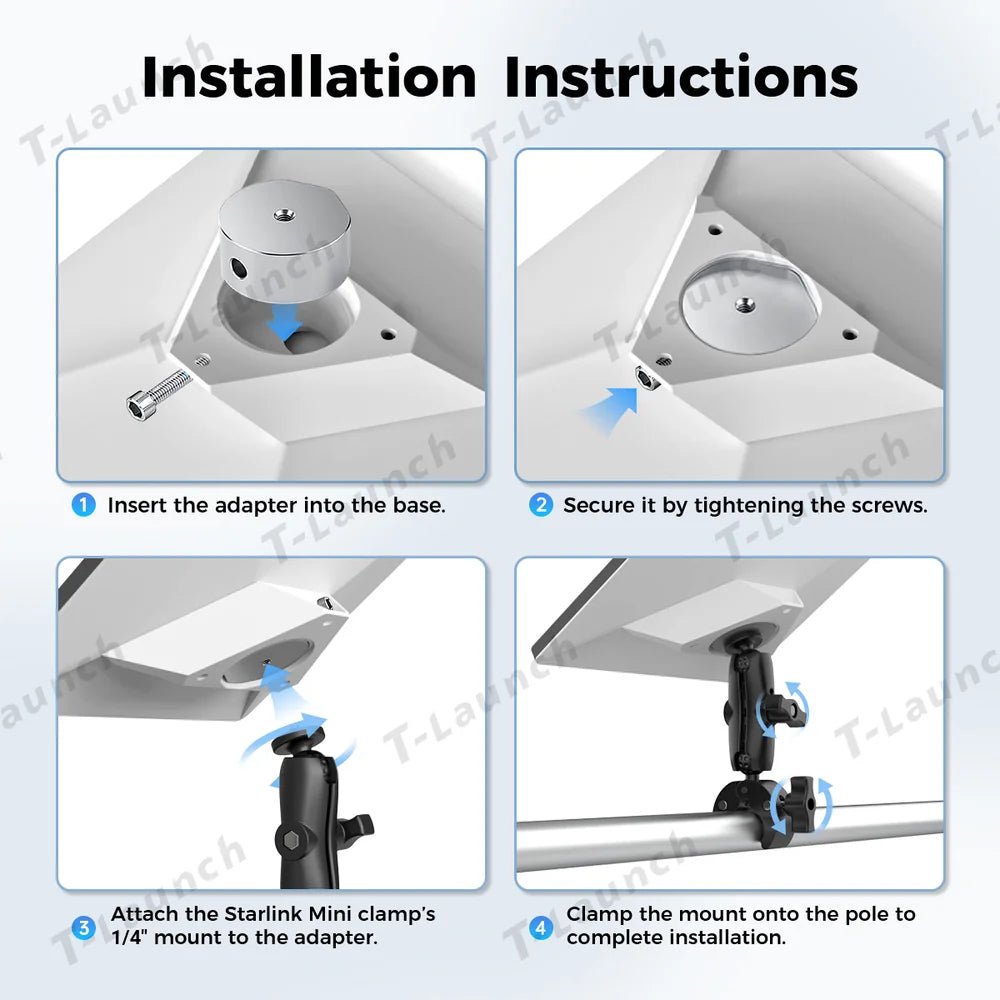 2025 New Version Adjustable Clamp Mount Kit for Starlink Mini - T-Launch