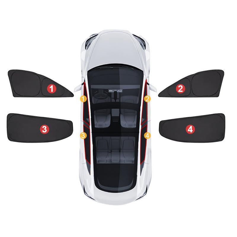 Model Y(2020-2024) Wärmeisolierte Fenster Sonnenschirme für Tesla/ Sichtschutzvorhänge für Tesla Sonnenblende und Sichtschutz fürs Auto