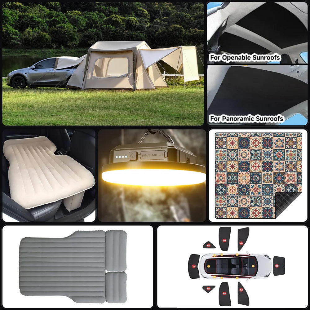 suv camping tent Bundle & Save Up to Ultimate Family Car Camping Tent Setup Kit, Model 3 2017-2023【Save / White