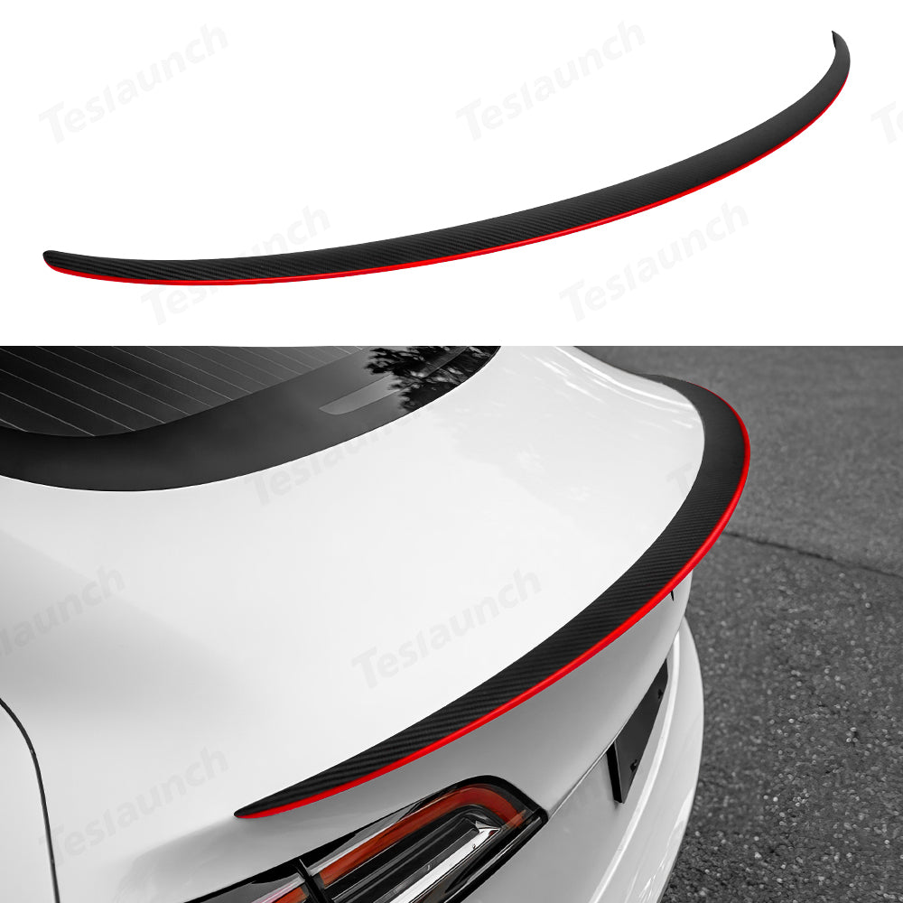 [Real Carbon Fiber] Aileron d'aile avec ligne rouge pour Tesla Model Y/3