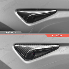 [Real Carbon Fiber] Dönüş Sinyali Kamera Kaplamaları Tesla Model 3 Yayla