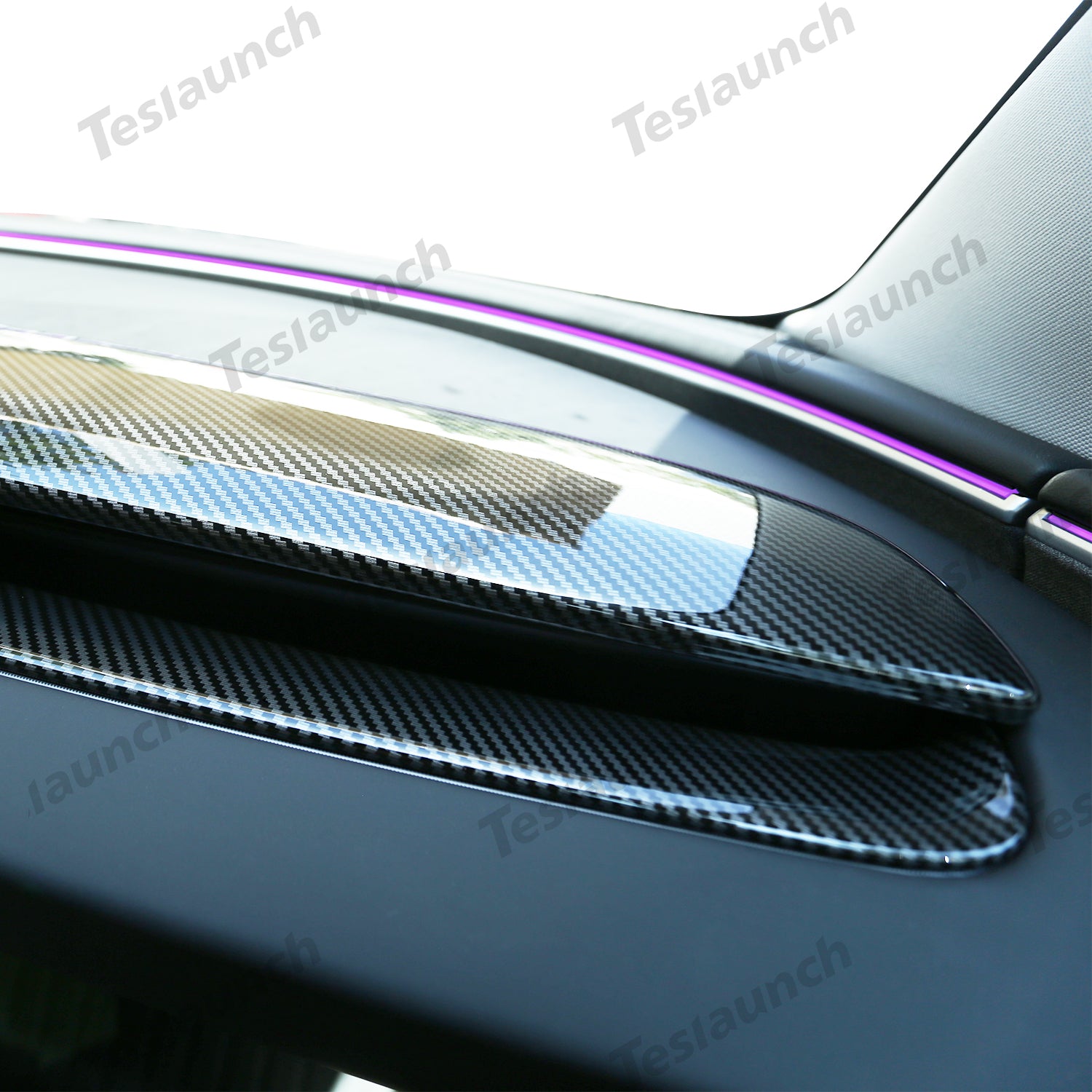 2024 Model 3 Highland cubierta del tablero de instrumentos (patrón de fibra de carbono ABS) para Tesla (2PCS)