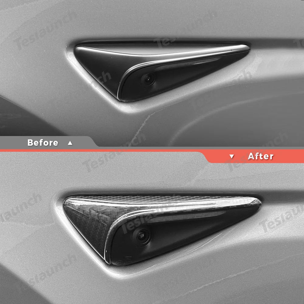 [Real Carbon Fiber] Dönüş Sinyali Kamera Kaplamaları Tesla Model 3 Yayla