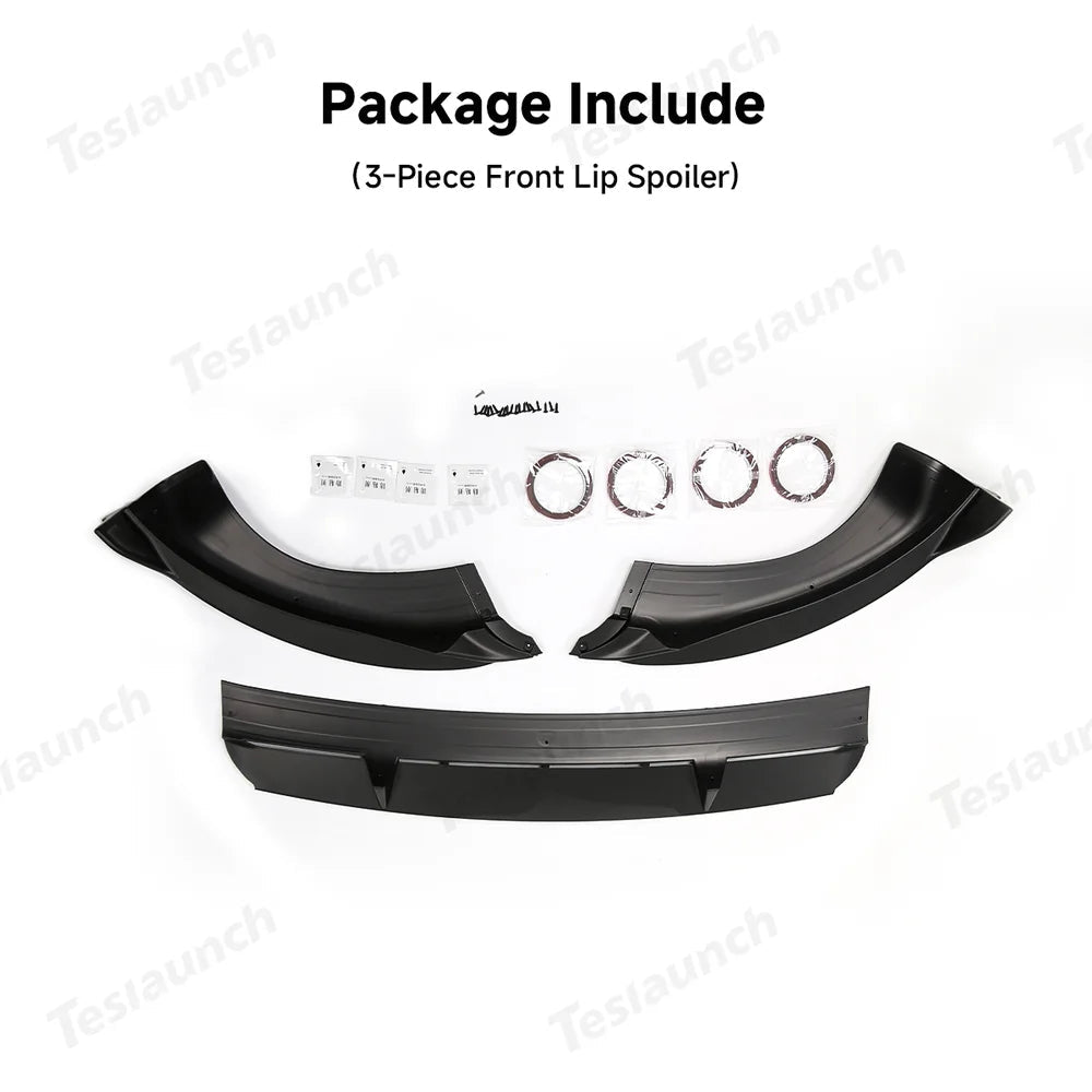 3-Piece Front Lip Spoiler & Fog Light Trim & Split-Type Side Skirts for Tesla Model Y Juniper 2025+ - T-Launch