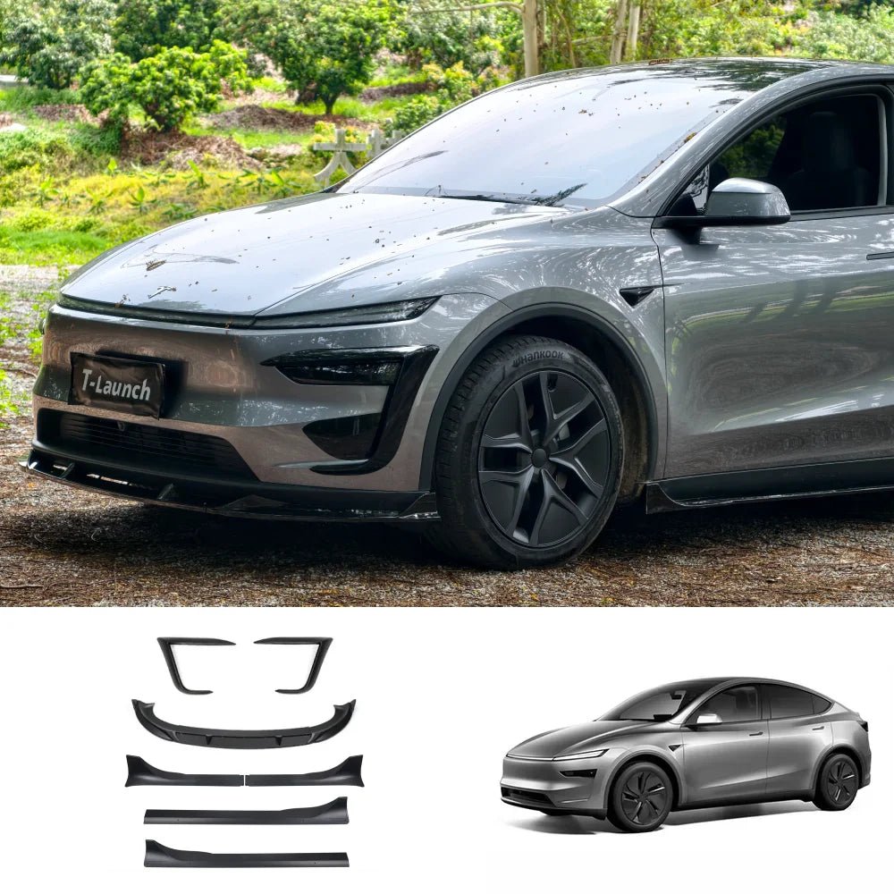 3-Piece Front Lip Spoiler & Fog Light Trim & Split-Type Side Skirts for Tesla Model Y Juniper 2025+ - T-Launch
