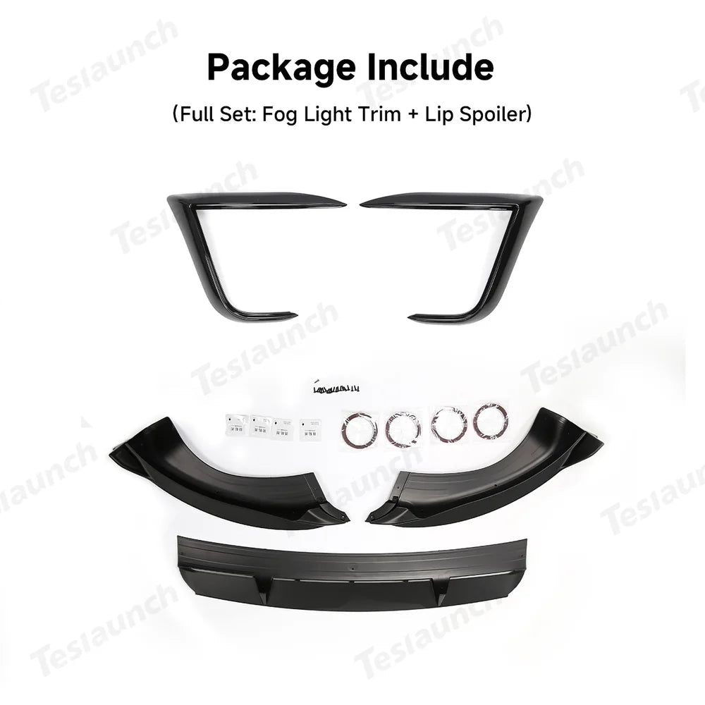 3-Piece Front Lip Spoiler & Fog Light Trim & Split-Type Side Skirts for Tesla Model Y Juniper 2025+ - T-Launch