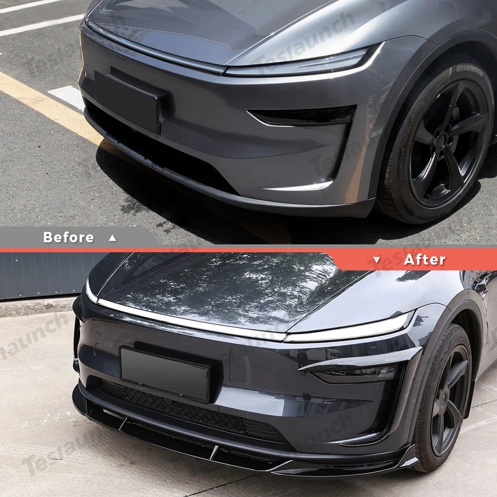 3-Piece Front Lip Spoiler & Fog Light Trim & Split-Type Side Skirts for Tesla Model Y Juniper 2025+ - T-Launch