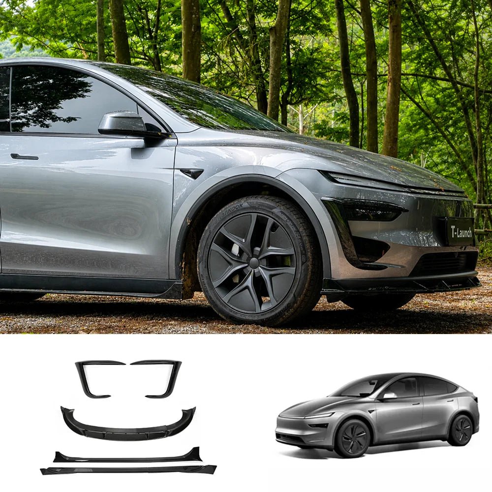 3-Piece Front Lip Spoiler & Fog Light Trim & Split-Type Side Skirts for Tesla Model Y Juniper 2025+ - T-Launch