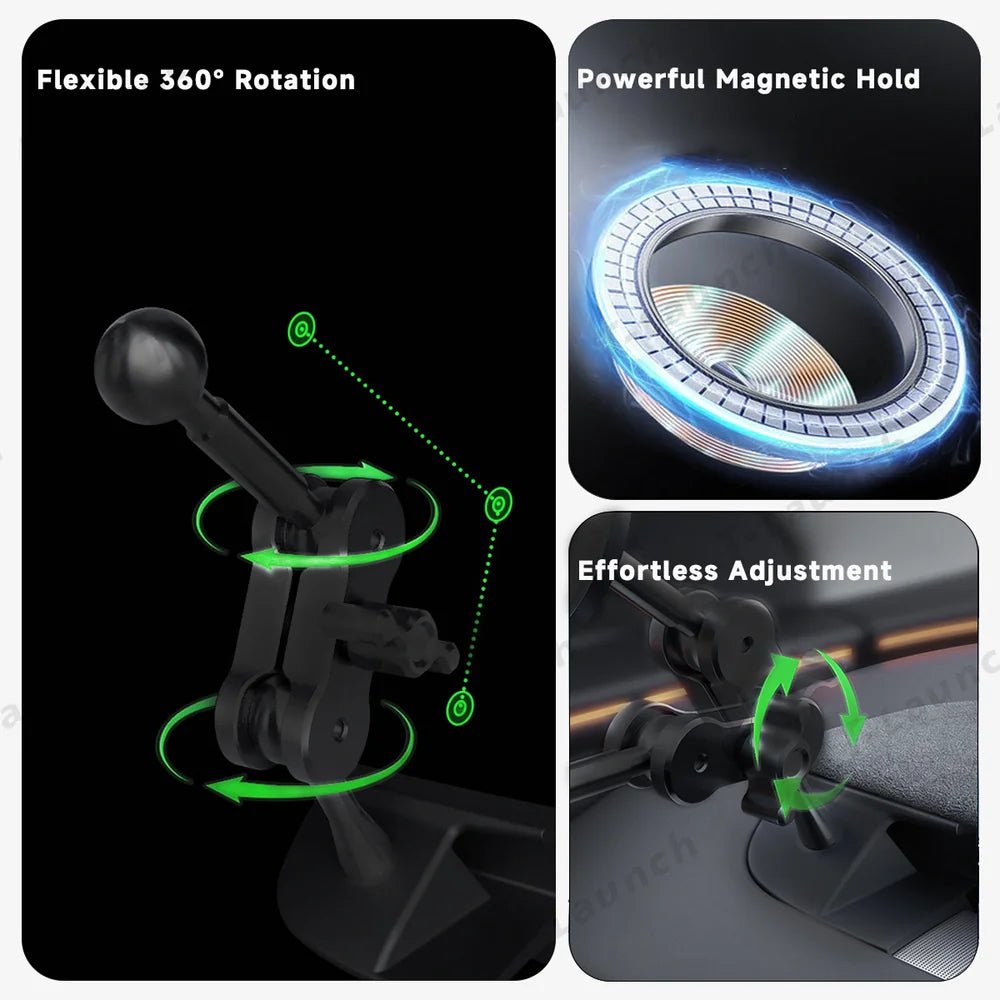 360° Adjustable Magnetic Phone Mount for Tesla Model Y Juniper 2025+ / Model 3 Highland 2024+ - T-Launch
