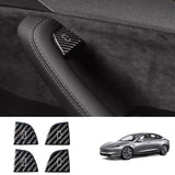 Real Carbon Fiber Window Switch Button Cover Sticker 4 PCS For Tesla Model 3 Highland / Model Y Juniper