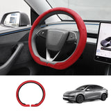 Чохол на кермо з алькантари ручної вишивки для Tesla